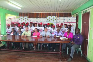 The head table at the Scotiabank/ GCB Kiddy’s Cricket Launch along with jubilant prospective participants