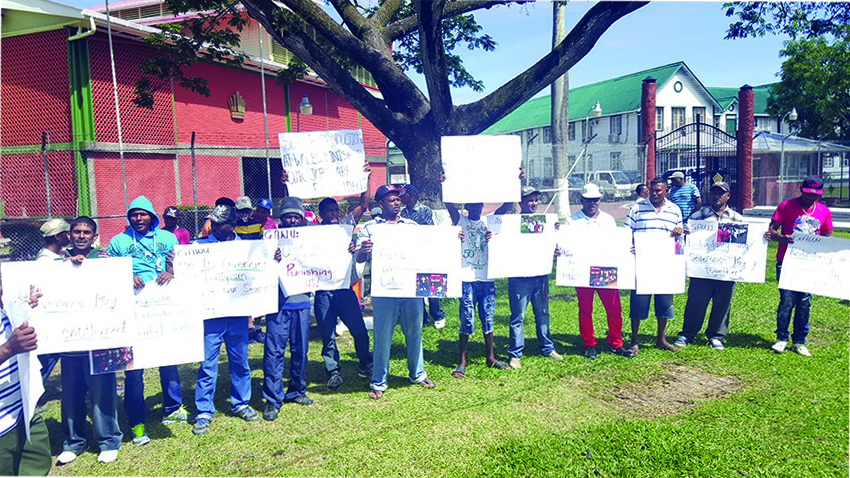  Workers formally attached to the Wales Estate protested the President’s Office last Monday 