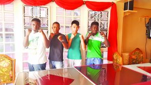 The Surinamese are ready for action. From left; Stephon van Ommeren , Marlon Leming, Tony Lin and Fitzgerald King 