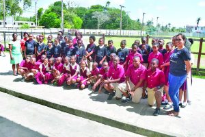 The students of the All Saints Primary with the volunteers of the Caribbean Youth Environment Network and staff of the Office of Climate Change 