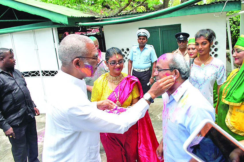 President David Granger greets Indian High Commissioner to Guyana, Venkatachalam Mahalingam