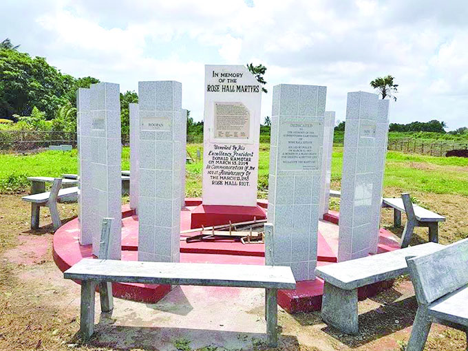 The Rose Hall Martyrs monument was erected in 2014 