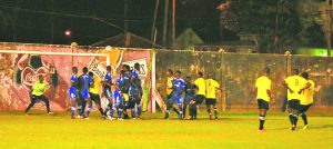 Stunner! Collin Nelson’s free-kick made the difference between the two finalists (Marceano Narine photo) 