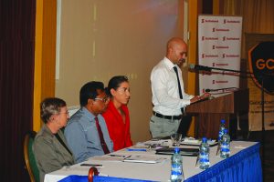 GCCI’s Junior Vice President Nicholas Boyer addressing the gathering with other panellists at the head table