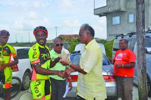 Junior Niles was awarded for riding in every edition of the Cheddi B Jagan Memorial Cycling race