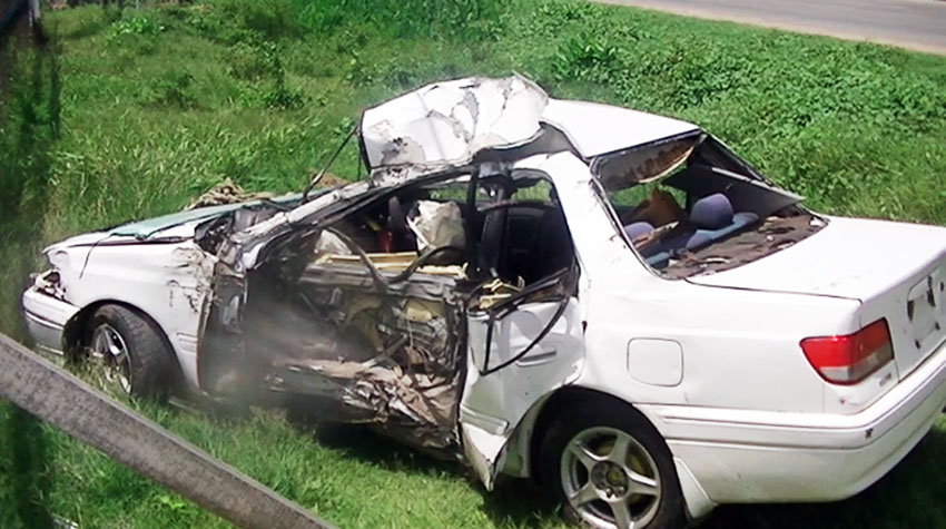 The damaged car 