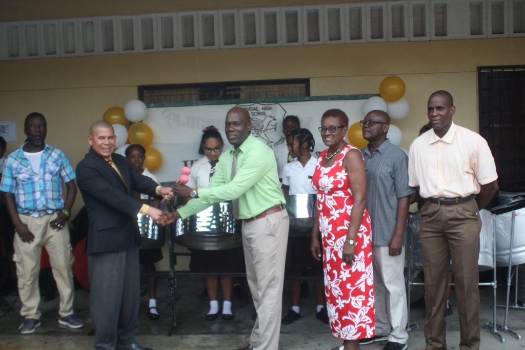 Tutorial High School receives steel pans Guyana Times