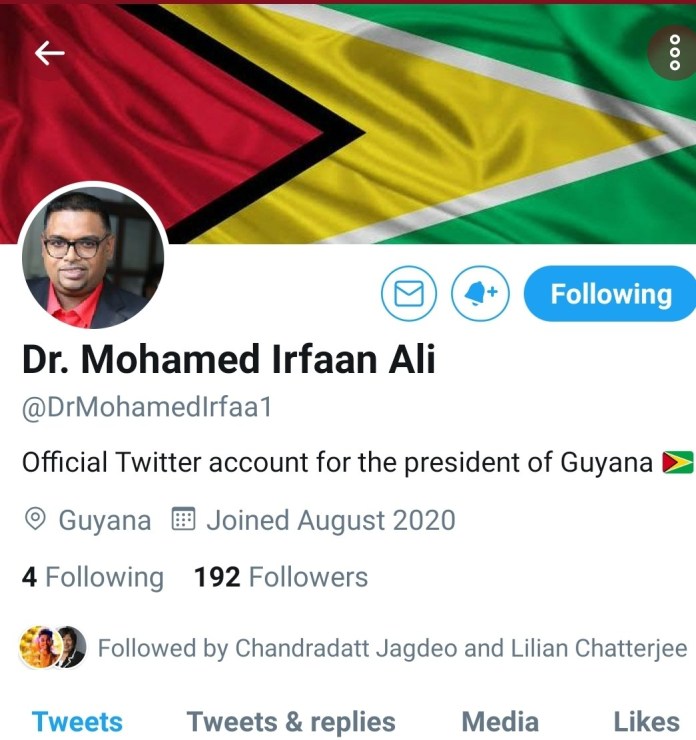 Office Of The President Warns Against Fake Presidential Twitter Account Guyana Times