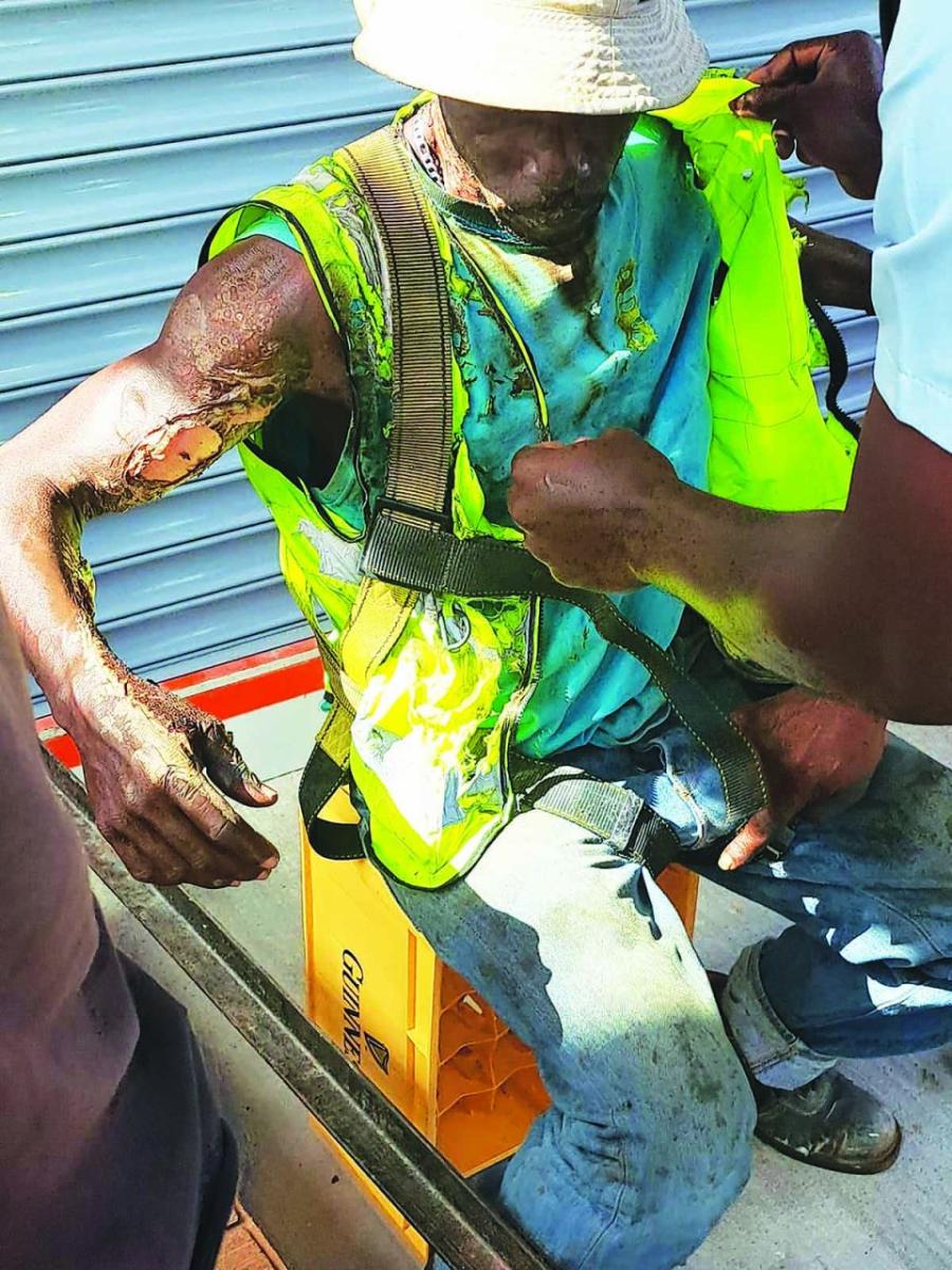 Construction worker severely burnt after coming into contact with high