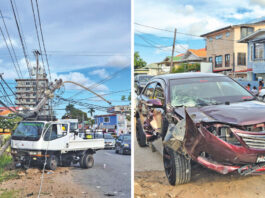 GPL pole damaged in Kitty 2-vehicle crash
