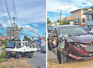 GPL pole damaged in Kitty 2-vehicle crash