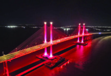 BJ Demerara River Bridge illuminated to mark World Polio Day